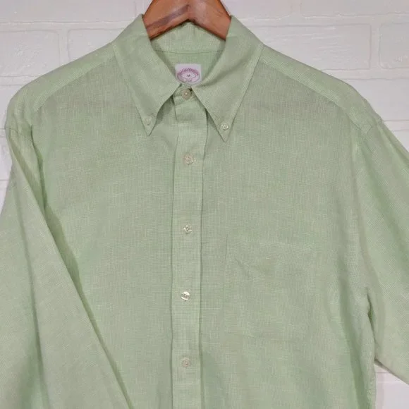 Brooks Brothers | Shirts | Linen Brooks Brothers Mens Lime Green Linen Long  Sleeve Button Shirt M Medium | Poshmark